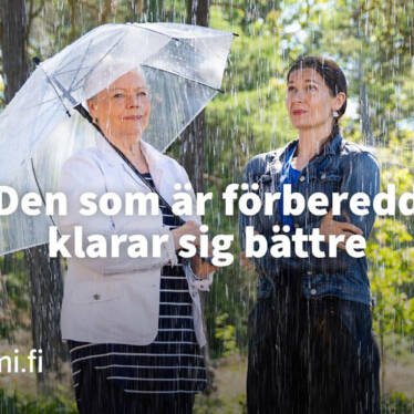 Bilden har texten Den som är förberedd klarar sig bättre, Suomi.fi